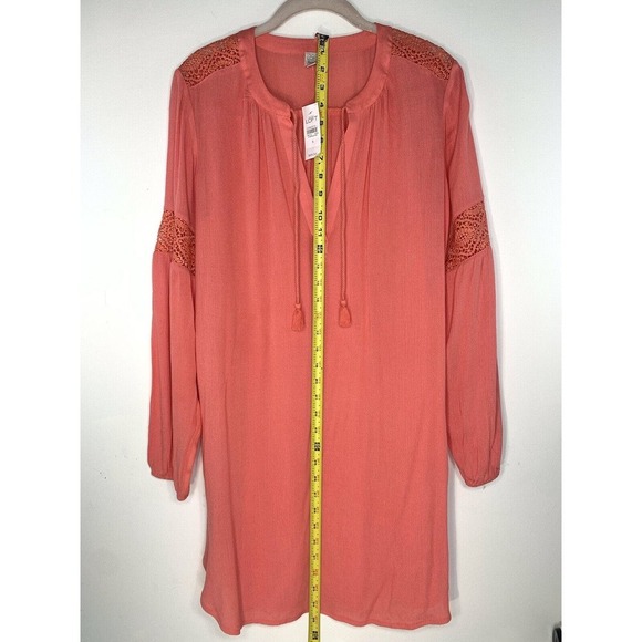 Ann Taylor LOFT Beach Tunic Swim Cover Up Small Coral Orange Dress NWT - Picture 5 of 9